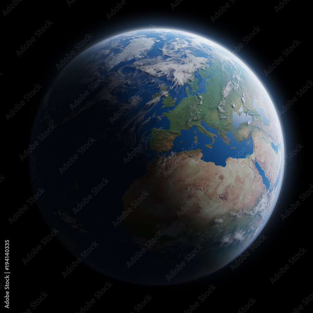 Fototapete view of blue planet earth in space 3d rendering elements of this image furnished by nasa