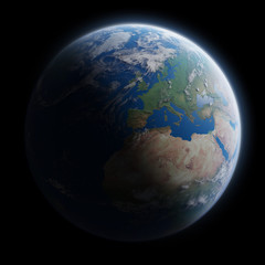 View of blue planet Earth in space 3D rendering elements of this image furnished by NASA