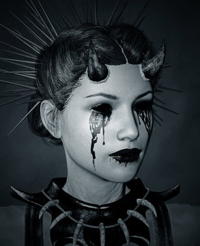 Lady Devil,3d illustration concept background,Mixed media 