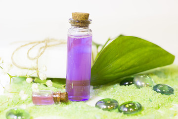 Spa concept with green bath salt