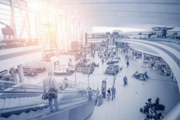  international Airport building. black and white toned picture. blurred background