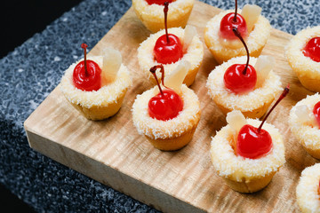 Close up Homemade   Pina Colada Cookie Cups. (selective Focus)