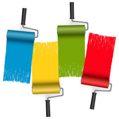four colors paint roller concept
