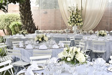 table decorated with flowers