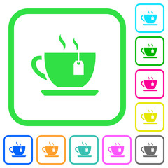 Cup of tea with teabag vivid colored flat icons