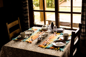table set for breakfast
