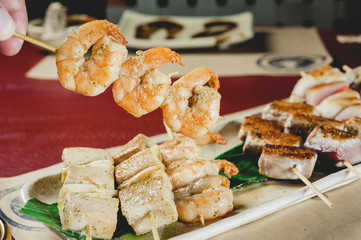 delicious shrimp and fish skewers