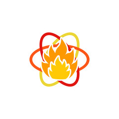 Fire Science Atom Logo Icon Design