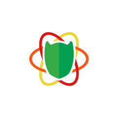 Shield Science Atom Logo Icon Design