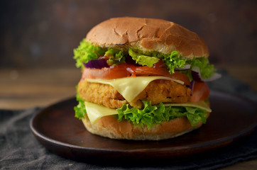 Chicken burger with vegetables