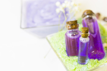 Spa concept with essential oil and lemon