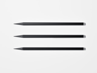 Three black pencils. 3d rendering