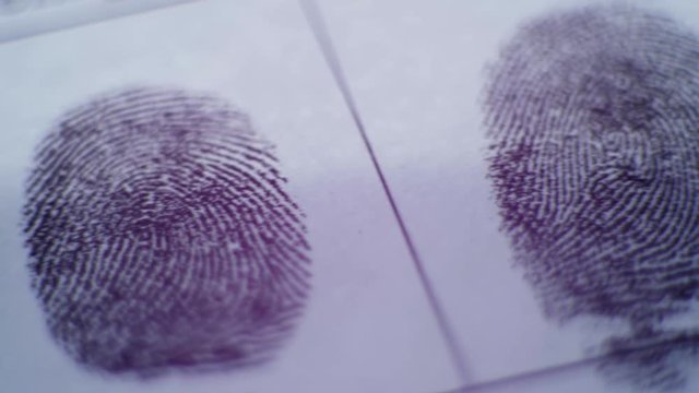 Fingerprint on police fingerprint card CSI