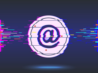email.glitch design,neon icon, abstract background. vector