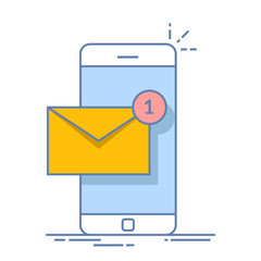 Notification of a new email on your mobile phone or smartphone. Mail icon. Thin line vector flat illustration isolated on white background.