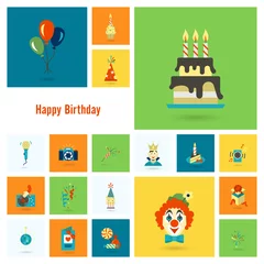 Fototapeten Happy Birthday Icons Set © helenstock