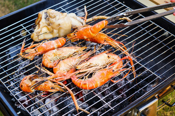 Grilled river shrimps