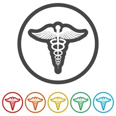Caduceus sign icon, 6 Colors Included