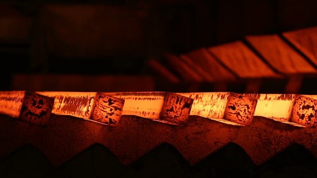 Steel Billets at Torch Cutting
