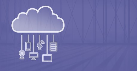 cloud icon and hanging connection devices