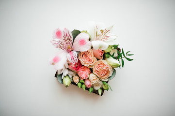 Beautiful and cute flower composition in a box