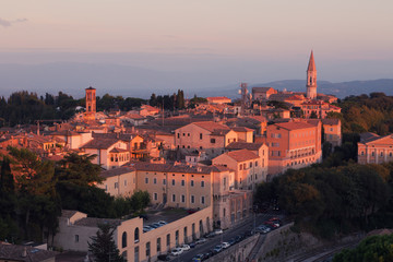 Fototapeta na wymiar Beautiful view of the ancient city of Perugia in sunset. Umbria, Italy