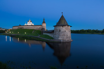 Naklejka premium Ancient Kremlin in summer night, Pskov, Russia