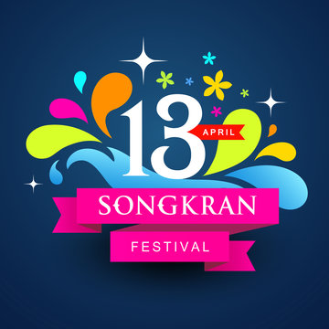Vector logo songkran festival colorful water of Thailand design background, illustration