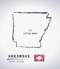 Arkansas vector chalk drawing map isolated on a white background