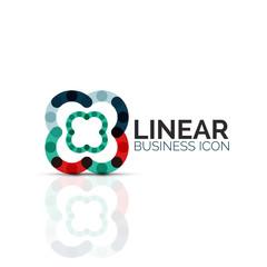 Abstract flower or star, linear thin line icon. Minimalistic business geometric shape symbol created with line segments