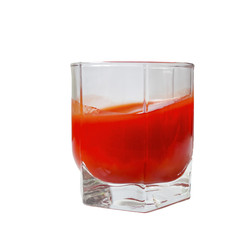 one glass of thick juicy aromatic tomato juice