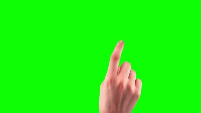 Girl hand gestures on a touchscreen set pack 21 in 1, Green screen clean alpha channel