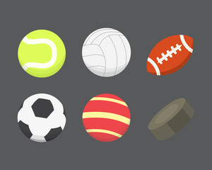 Vector cartoon colorful ball set. sport balls icons isolated