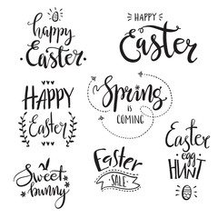 Lettering compositions. Easter and spring quotes. Happy Easter, 