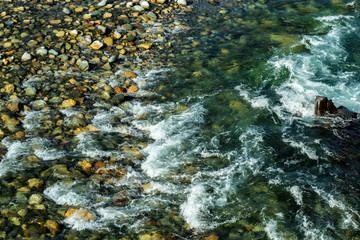Close up mountain river and pebble