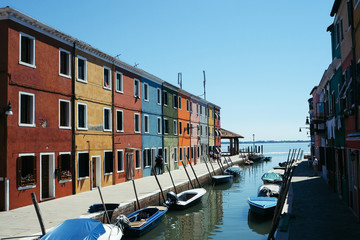 Fototapeta na wymiar VENICE, ITALY. Colorful houses on Burano island, Venice Italy.