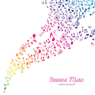 Music Background in Rainbow Summer Colors