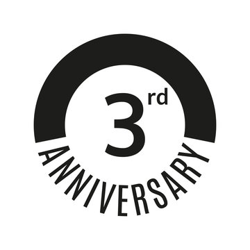 3 year anniversary icon. 3rd celebration template for banner, invitation, birthday. Vector illustration.
