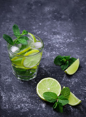 Mojito cocktail with lime and mint