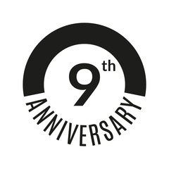 9 year anniversary icon. 9th celebration template for banner, invitation, birthday. Vector illustration.