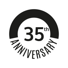 35 year anniversary icon. 35th celebration template for banner, invitation, birthday. Vector illustration.