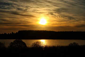 dramatic sunset over lake. Castlebar Mayo Ireland