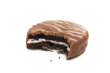 double cookies in chocolate isolated