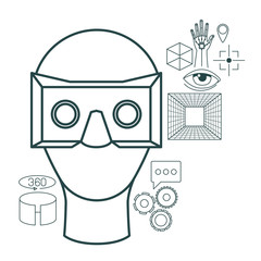 virtual reality technology set icons vector illustration design