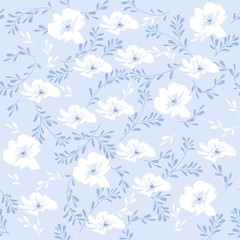 vector seamless floral pattern with cosmos flowers