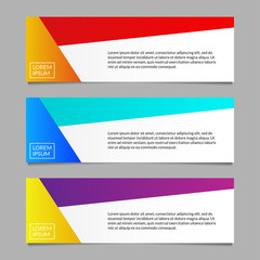 Banner design template set. Modern horizontal business background layout or header. Vector illustration.