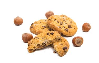 biscuits with nuts and chocolate isolated