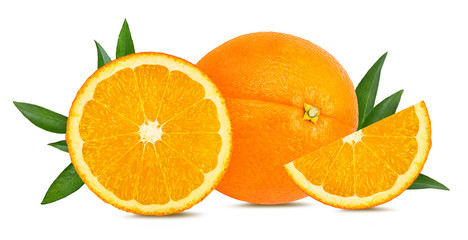 Juicy orange isolated on white background with clipping path