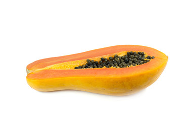 papaya slice isolate on white background