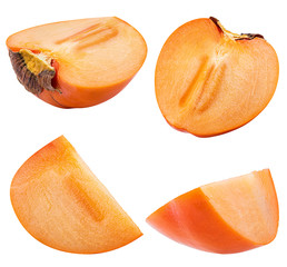 Fresh persimmon isolated on white background with clipping path